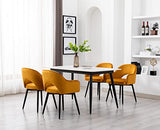 Wahson Lot de 2 Chaise Salle à Manger en Velours Chaise de Cuisine avec Pieds en Métal, Chaise de Salon pour Chambre/Restaurant（Jaune）