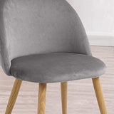 TUKAILAI Lot de 2 Fauteuil Chaise de Salle à Manger Velours Gris Chaise de Bureau Ergonomique Pieds Métal avec Finition en Bois Gris