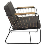 HOME DECO FACTORY HD7163 Fauteuil Assise Siege Salon Pieds, Métal, Marron-Noir-Bois, 63x79x73cm