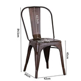 GrandCA Home Lot de 4 Chaises de Salle à Manger Empilables en Métal Chaises de Cuisine de Style Intérieur et Extérieur en Détresse, Marron