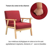 Mingone Fauteuil de Salon en Bois Chaise Longue Relax Chaise D'appoint avec Accoudoirs Chaise de Canapé de Loisirs en Lin pour Salon Chambre Vérandas, Rose