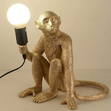 FErolan Lumière de Table Moderne, Lampe de Bureau de Singe, Résine Assis d'éclairage de Singe pour Le Salon, Chambre, Bureau, dortoir Universitaire,d'or,Without Light