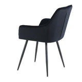 Colenis - Iris chaises de Salle à Manger - Lot de 4 - Noir - rembourrées en Velours avec accoudoirs et Pieds en métal - pour Salon - réception - Bureau - Velours