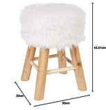 Tabouret Oslo Effet Fourrure Blanc - Atmosphera créateur d'intérieur