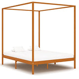 vidaXL Pin Massif Cadre de Lit à Baldaquin Lit Double Lit Adulte Lit Coffre Sommier à Lattes Chambre à Coucher Maison Intérieur Marron Miel 160x200 cm