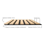 DECOON Lot de 7 Revêtements muraux tasseaux Bois 120x30x1 cm - Pack tête de lit 160 - Lamelles chêne Clair Fond Noir 2,52 m²
