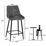 TUKAILAi Lot de 2 tabourets de bar en velours avec siège et dossier rembourrés - Chaises de comptoir de cuisine, tabourets de bar avec pieds et repose-pieds en métal noir pour salle à manger, bar,