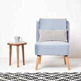 HOMESCAPES Fauteuil Velours, Fauteuil Scandinave en Tissu Betsy, Bleu Clair