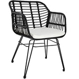 TecTake 800802 Salon de Jardin en Rotin 2 Personnes Résine Tressée Ensemble Table et Chaises Coussins d´Assise Amovibles – Diverses Couleurs (Noir)