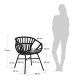 Kave Home - Chaise de Salle à Manger Kaly en rotin Noir avec accoudoirs et Pieds en Acier Noir