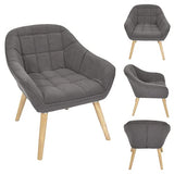 HOME DECO FACTORY HD7152 Assise Siege Fauteuil Salon Salle à Manger Pieds Contrastant, Gris Fonce-Bois, 74x75x70cm