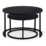 IDMarket - Lot de 2 Tables Basses gigognes Davis Rondes 54/70 en métal Noir Mat Design Industriel