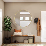 ZENIDA Miroir rond rond 60 x 60 cm avec cadre en métal doré de qualité supérieure, design moderne, grand miroir, pour couloir, salle de bain, salon et plus encore