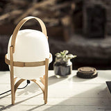 Lampe De Chevet Bambou Bois Respectueuse l'environnement,Abat Jour Verre Bambou Recouvert d'un Corps en Verre Décoratif Lampe De Table,Salon Salle À Manger Lumière De Nuit