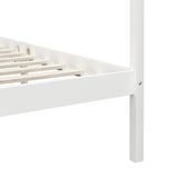 vidaXL Bois de Pin Massif Cadre de Lit à Baldaquin Lit Double Lit Adulte Lit Coffre Sommier à Lattes Chambre à Coucher Maison Intérieur Blanc 160x200 cm