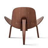Rimdoc Chaise de salon moderne à coquille du milieu du siècle, fauteuil de salon en simili cuir, meubles scandinaves en bois, chaise de détente pour chambre à coucher
