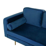 Beliani - Chaise Longue Côté Gauche - Miramas - Velours, Bleu Marine