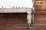 Fauteuil Vintage en Lin Edmond - Bois Massif, Bois Ancien, Grand Confort d'assise, Finition brossée | Structure apparente pour Une élégance Tout en simplicité - Beige (L77 x H88 x P78 cm)