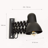 Lampe murale à enfiler Noir uni Métal E27 style loft Liseuse Lampe de Lecture Applique murale Bureau