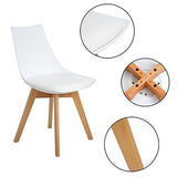 Homeinart Ajie Lot de 4 Chaise de Cuisine pour Salle à Manger Design scandinave avec Assise rembourrée avec Pieds en Bois de hêtre Massif - Blanc