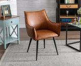 Wahson Fauteuil Salon Chaise en PU Cuir Chaise Salle à Manger avec Pieds en Métal Chaise pour Salon/Chambre/Bureau (Marron)