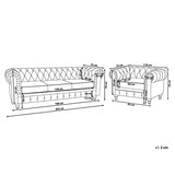 Beliani - Ensemble Canapé et Fauteuil - Chesterfield - 3 Places, en Tissu et Bois de Chêne, Gris Clair