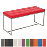 CLP Banc BARCI Similicuir Rembourrage Épais I Banquette De Cuisine Design Moderne I Siège De 2 Places Hauteur Assise 48 cm I Support en Acier Inoxydable Rouge