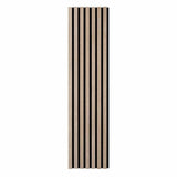 DECOON Lot de 7 Revêtements muraux tasseaux Bois 120x30x1 cm - Pack tête de lit 160 - Lamelles chêne Clair Fond Noir 2,52 m²
