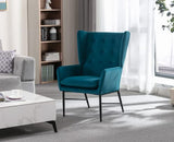 Wahson Fauteuils de Salon, Fauteuil Salon Scandinave en Velours avec Pieds Métal, Fauteuil Moderne avec Accoudoirs pour Salon/Chambre, Bleu Sarcelle