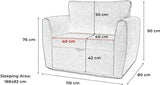 Petit Canapé lit Convertible Salon Chambre d'ado Fauteuil Tissu Peluche SARA 80 (Gris foncé)