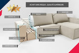 GrekPol Paris Canapé d'angle en tissu velours côtelé Poso avec fonction convertible et espace de rangement - Universel - Gris clair