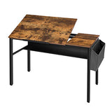 HOOBRO Bureau, Table à Dessin, Table Informatique, Table d’étude avec Dessus Inclinable, avec Pochette de Rangement Amovible et Étagère, Bandes Antidérapantes, Stable, Montage Facile EBF55DN01