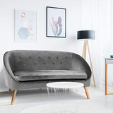 IDMarket - Canapé Banquette en Velours Sonia Gris