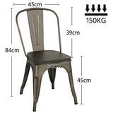 Yaheetech Lot de 4 Chaises Salle à Manger Industriel Empilable Tabouret Cuisine Jardin Balcon Métallique Marron en Fer/Métal Bois 45 cm de Hauteur Capacité de 150 kg Exterieur Interieur