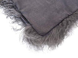 Housse de coussin en peau de mouton de Mongolie, Laine, gris, 40 x 40