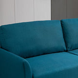 HOMCOM Canapé 3 Places Style Contemporain assises Larges Profondes accoudoirs courbés piètement effilé Bois hévéa Noir Polyester Bleu Canard