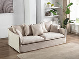 Canapé 3 Places en Tissu et Lin Beige SANKA