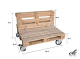 clc Canapé à roulettes en Palettes Pliant Deux Places Made in Italy EPAL Eco - Bois Non Verni