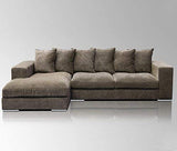 Amaris Elements | Canapé d'angle « Newman » avec 6 Coussins, Tissu Velours Marron, Salon de Jardin 4 Places 2.95m