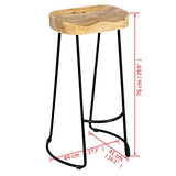 vidaXL Tabourets de Bar Lot de 2 Bois de manguier Massif