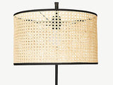 Lampadaire arc cannage NEIROBI - style ethnique - Fer et rotin - H. 195 cm - Noir et naturel