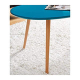 STONE Table basse ovale scandinave bleu paon laqué - L 98 x l 61 cm