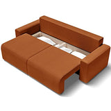 HOMIFAB Canapé Convertible 3 Places en Velours côtelé Rouille avec Coffre de Rangement - Lucia