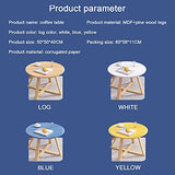 LUWOFU Petite Table de Chevet Salon, Table Basse Ronde, en Bois Moderne Simple élégante Stable Stable Stabilit Structure Bandin,Blanc