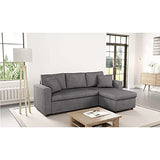 Loungitude - Canapé d'angle réversible, convertible en microfibre avec coffre - Gris - 3 Places
