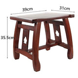 Widely Bois Tabouret Banc Tabouret - Petit Tabouret Antique Chinois en Bois Massif Canapé Banc Changement Chaussures Banc Enfants-Rouge