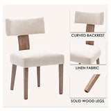 Wahson Lot de 4 Chaises de Salle à Manger en Tissu de Lin Chaise de Cuisine avec Pieds Bois, Chaises de Salon Rembourrées Style Vintage (Crème)