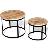 Festnight Lot de 2 Table Basse gigognes Bois Massif Rond Design et Modernes