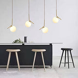 HJXDtech Luminaire Suspension avec abat-jour boule en verre blanc Lampe à suspension de plafond Loft Bar en métal doré, Cuisine Salon & Salle à manger Lustre (1-lumière)