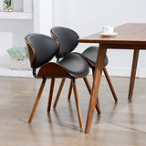 BTZHY Fauteuil Chaise,Chaise de Salle à Manger Papillon, Chaises de Salle à Manger Modernes du Milieu du Siècle, Chaise d'appoint de Cuisine Contemporaine Rembourrée en Faux Cuir Noyer à Dossier I